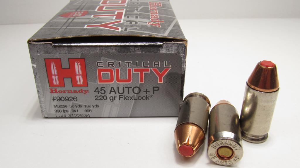 45 AUTO +P 220grn FLEXLOCK ammunition. http://www.slickguns.com/product/hor...