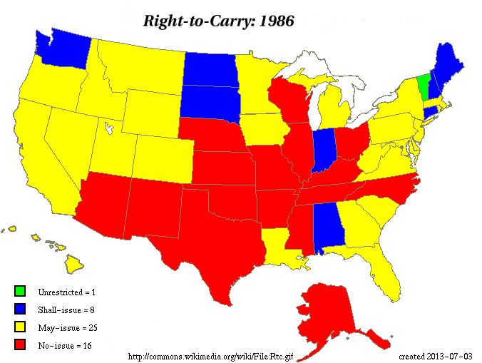 美国各州CCW的历史（1986-2013）
